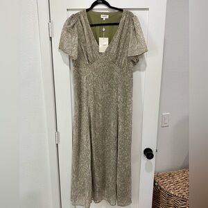 Bohme Sage Green Patterned Maxi Dress